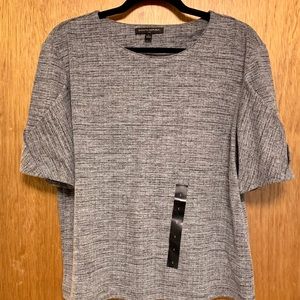 Gray blouse with folded sleeve detail